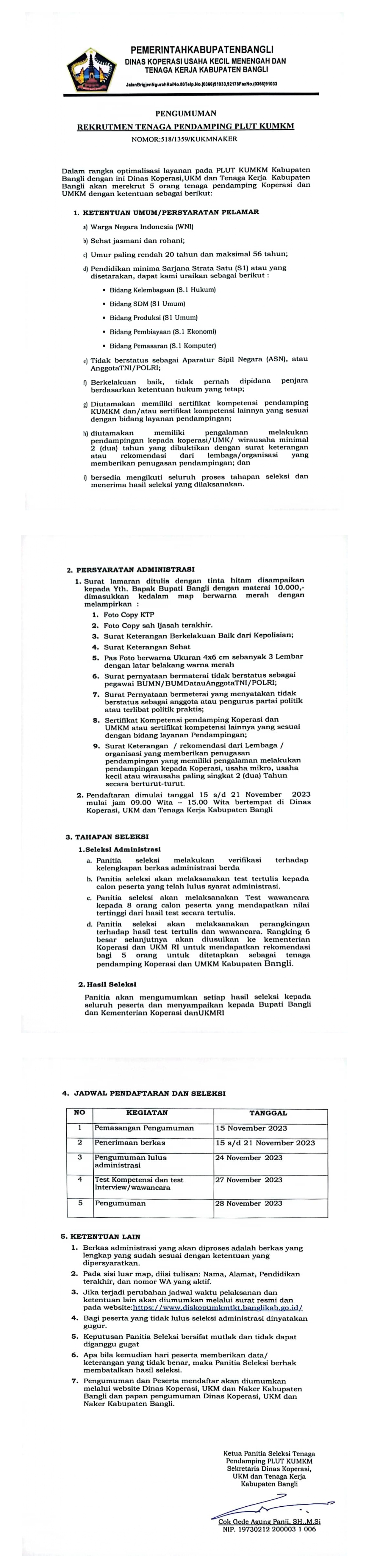 PENGUMUMAN REKRUTMEN TENAGA PENDAMPING PLUTKUMKM